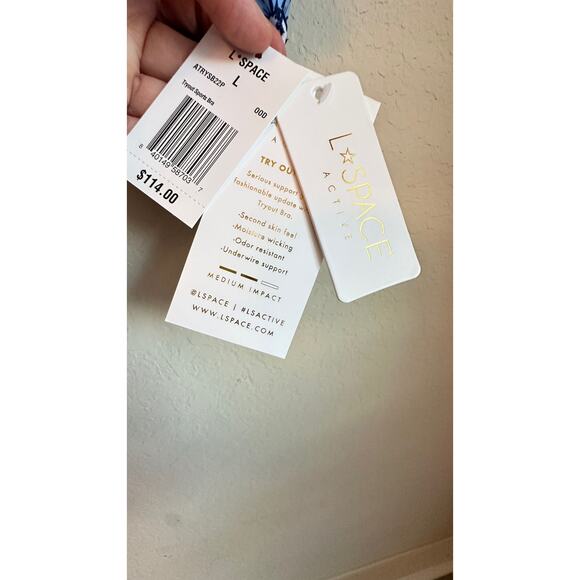 New‎ L*Space Oopsie Daisy Tryout Sports Bra Large Floral Underwire Purple Blue - Picture 10 of 11